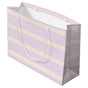 Lilac purple and beige five stripes pattern large gift bag