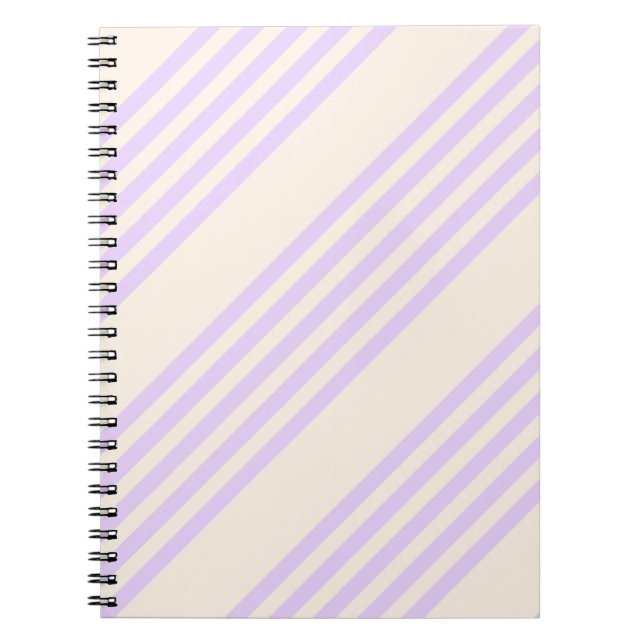 Lilac purple and beige five stripes pattern notebook (Front)