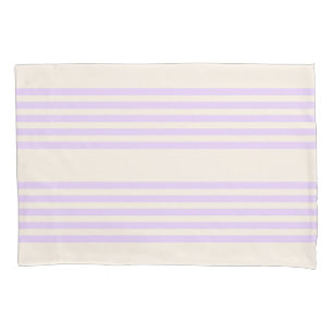 Lilac purple and beige five stripes pattern pillowcase