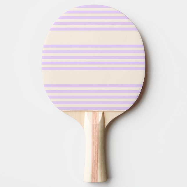 Lilac purple and beige five stripes pattern ping pong paddle (Front)