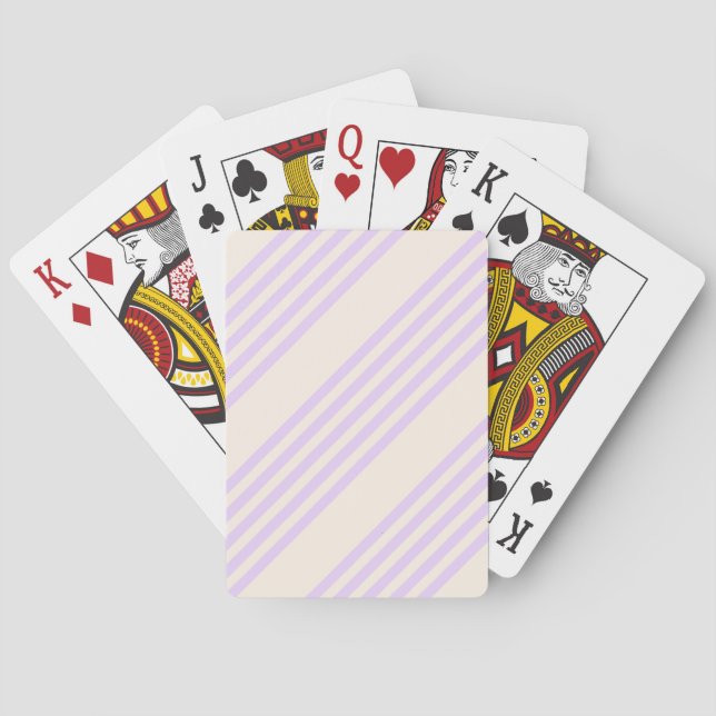 Lilac purple and beige five stripes pattern playing cards (Back)