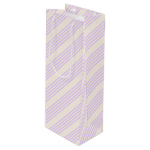 Lilac purple and beige five stripes pattern wine gift bag