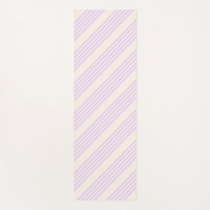 Lilac purple and beige five stripes pattern yoga mat