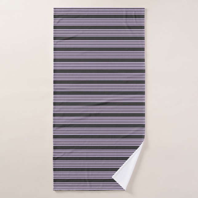 Lilac purple and charcoal five stripes pattern bath towel (Bath Towel)