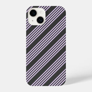 Lilac purple and charcoal five stripes pattern iPhone 14 case