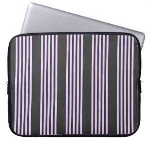 Lilac purple and charcoal five stripes pattern laptop sleeve