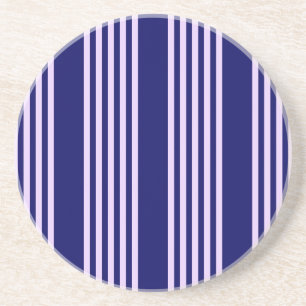 Lilac purple and navy blue five stripes pattern coaster
