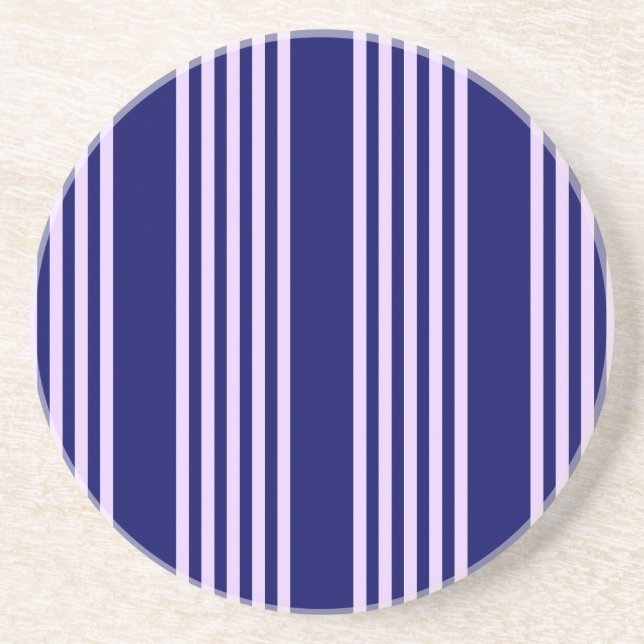 Lilac purple and navy blue five stripes pattern coaster (Front)
