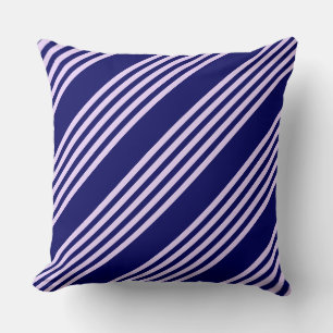 Lilac purple and navy blue five stripes pattern cushion