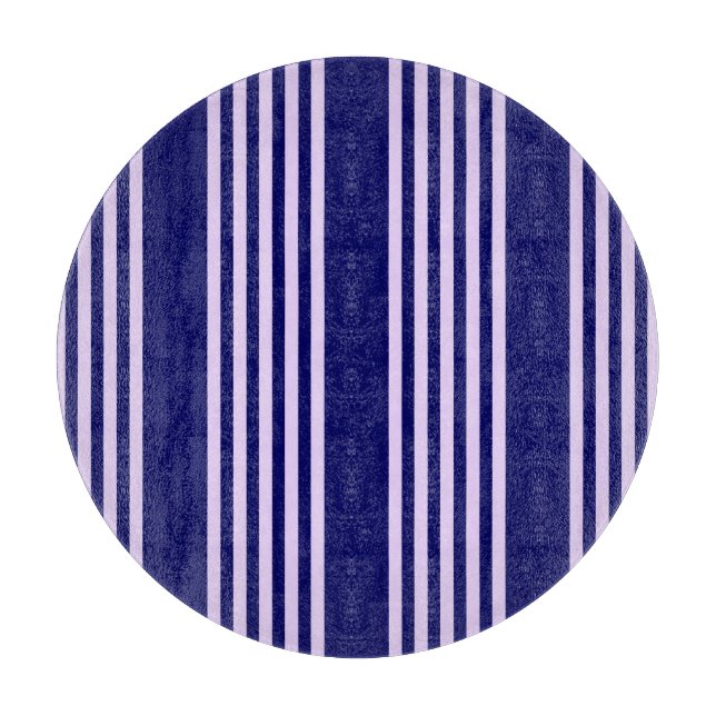 Lilac purple and navy blue five stripes pattern cutting board (Front)