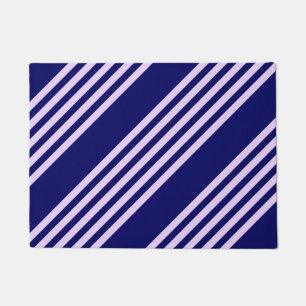 Lilac purple and navy blue five stripes pattern doormat
