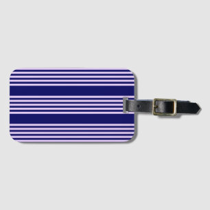 Lilac purple and navy blue five stripes pattern luggage tag
