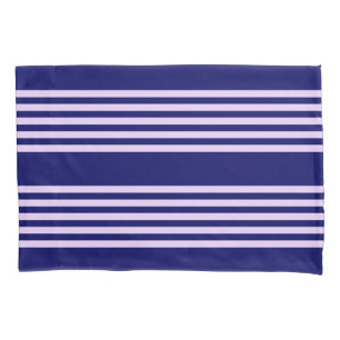 Lilac purple and navy blue five stripes pattern pillowcase