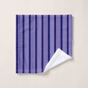 Lilac purple and navy blue five stripes pattern wash cloth