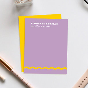 Lilac Purple and Sunny Yellow Wavy Frame Personal Thank You Card