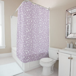 Lilac Purple and White Abstract Dots Shower Curtain