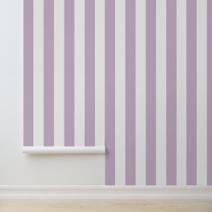 Lilac Purple and White Bold Vertical Stripes Wallpaper