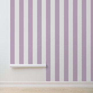 Lilac Purple and White Bold Vertical Stripes Wallpaper