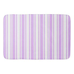 Lilac purple and white candy stripes bath mat