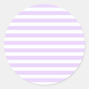 Lilac purple and white candy stripes classic round sticker