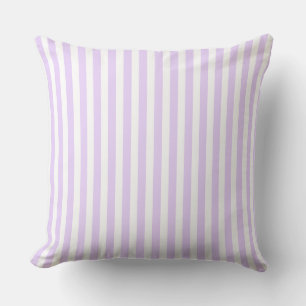 Lilac purple and white candy stripes cushion