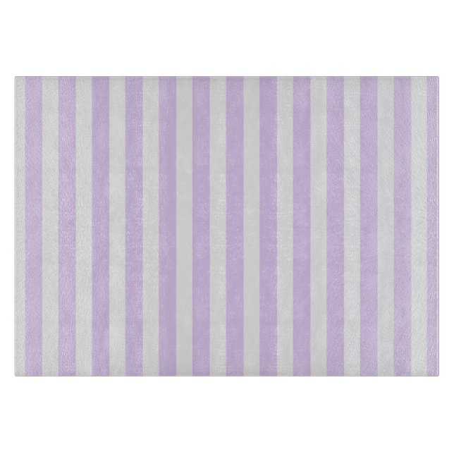 Lilac purple and white candy stripes cutting board (Front)