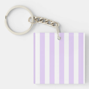 Lilac purple and white candy stripes key ring