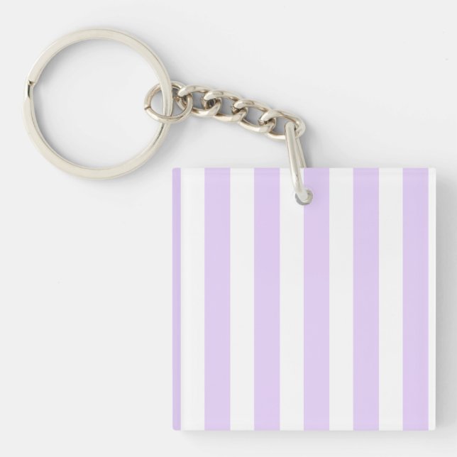 Lilac purple and white candy stripes key ring (Front)