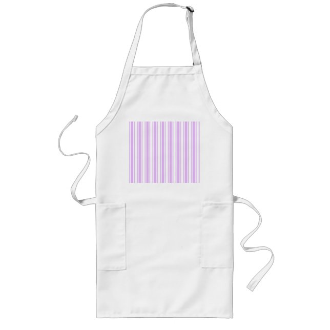 Lilac purple and white candy stripes long apron (Front)