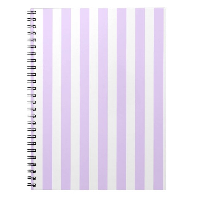 Lilac purple and white candy stripes notebook (Front)