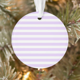 Lilac purple and white candy stripes ornament