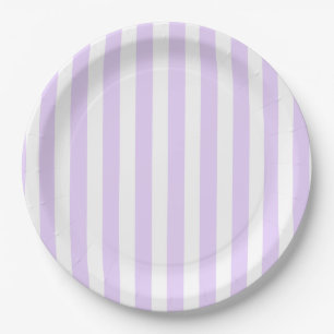 Lilac purple and white candy stripes paper plate