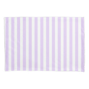 Lilac purple and white candy stripes pillowcase