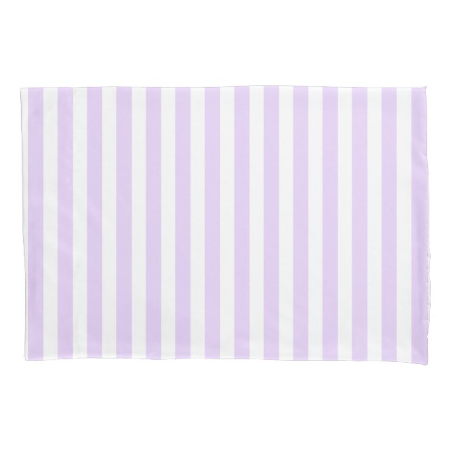 Lilac purple and white candy stripes pillowcase (Front)
