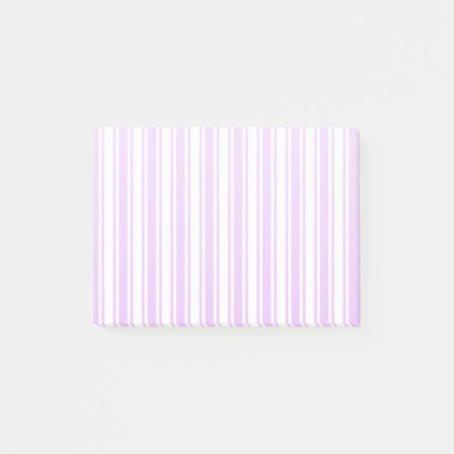 Lilac purple and white candy stripes post-it notes (Front)