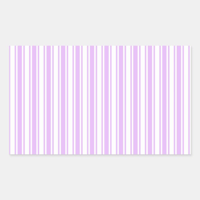 Lilac purple and white candy stripes rectangular sticker (Front)