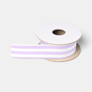 Lilac purple and white candy stripes satin ribbon