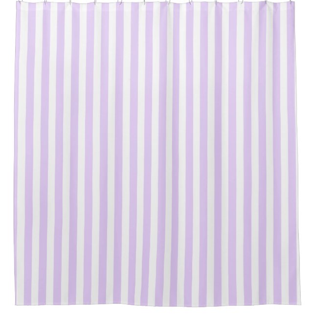 Lilac purple and white candy stripes shower curtain (Front)