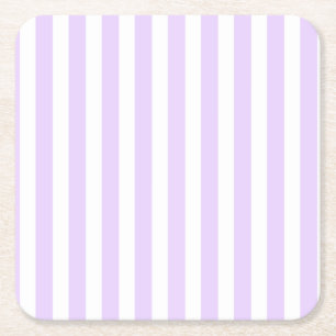 Lilac purple and white candy stripes square paper coaster