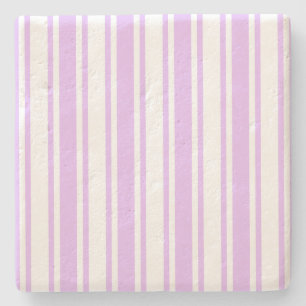 Lilac purple and white candy stripes stone coaster