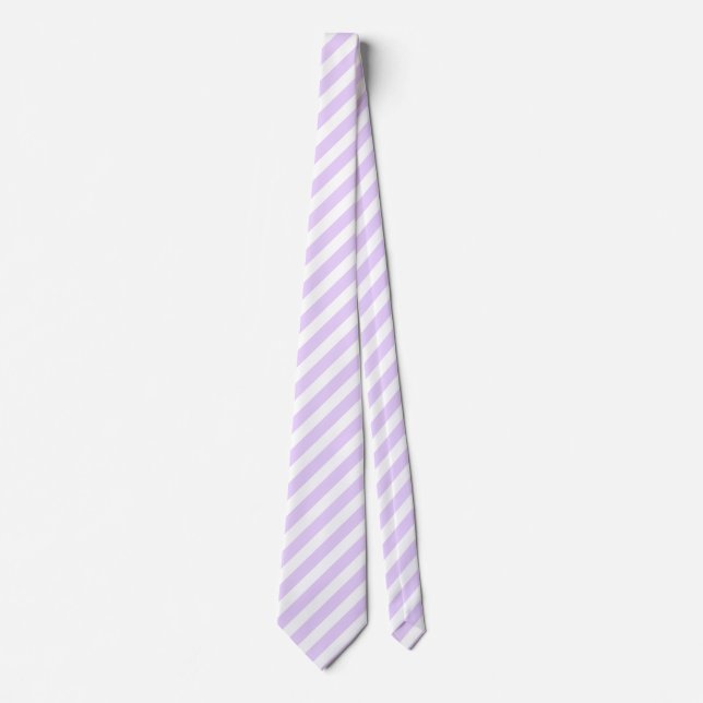 Lilac purple and white candy stripes tie (Front)
