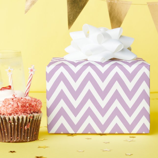 Lilac Purple and White Chevron Wrapping Paper (Birthday Party)