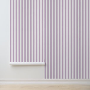 Lilac Purple and White Classic Vertical Stripes Wallpaper