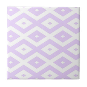 Lilac purple and white diamond pattern ceramic tile