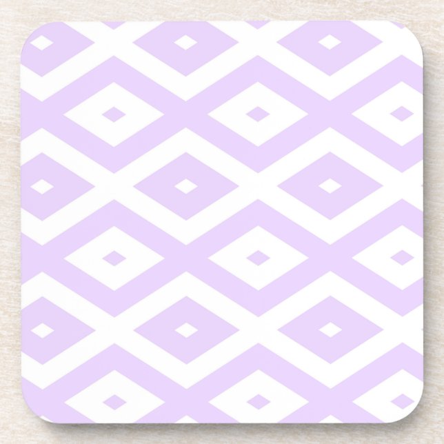 Lilac purple and white diamond pattern coaster (Front)