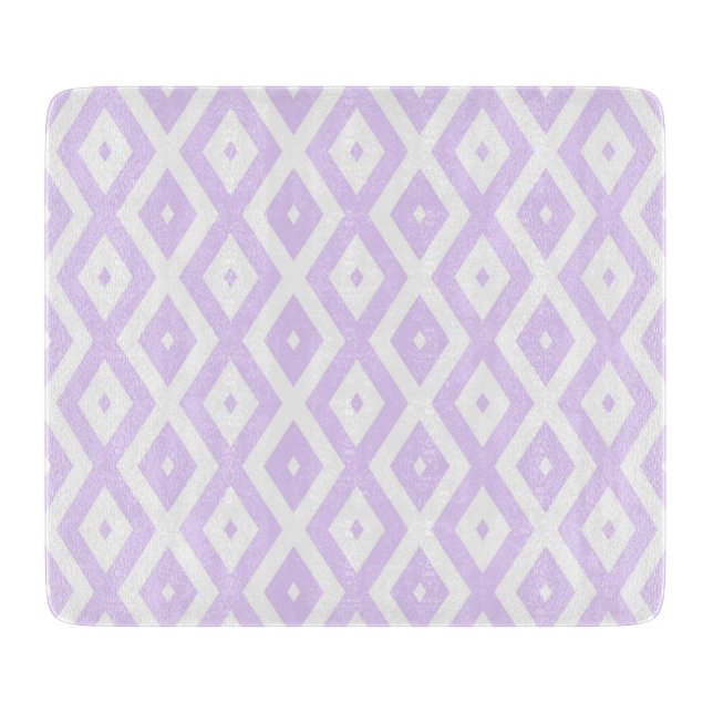 Lilac purple and white diamond pattern cutting board (Front)