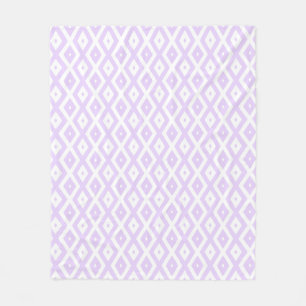 Lilac purple and white diamond pattern fleece blanket