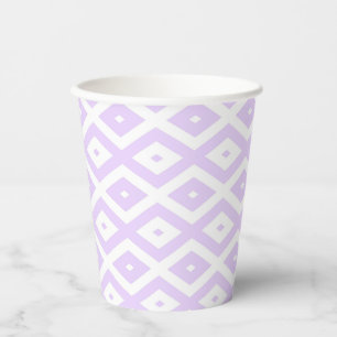 Lilac purple and white diamond pattern paper cups