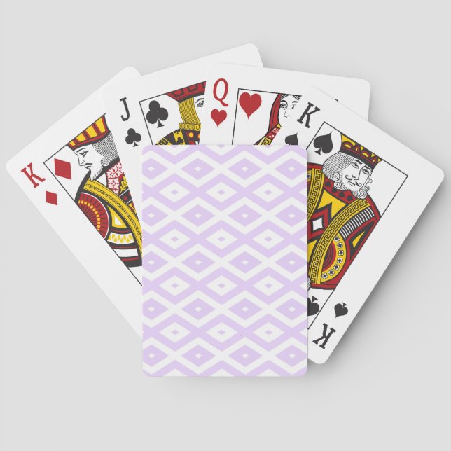 Lilac purple and white diamond pattern playing cards (Back)