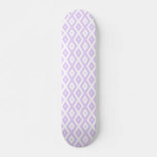Lilac purple and white diamond pattern skateboard